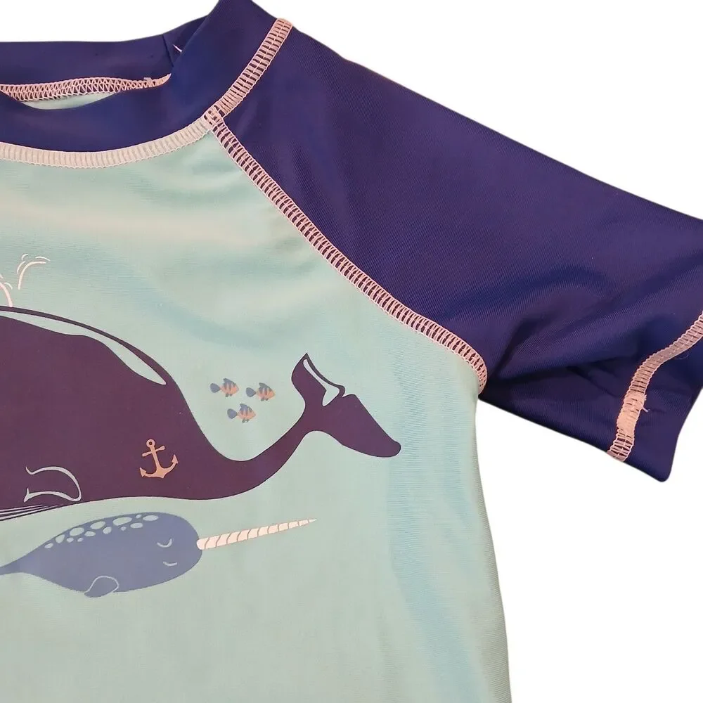 Toddler Swim Shirt by Circo Size 2T Beach Purple Whale Blue Short Sleeve